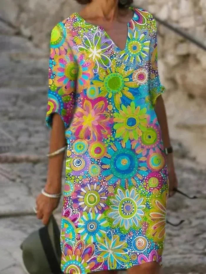 Image of Regina | Women's Floral V-Neck Midi Dress