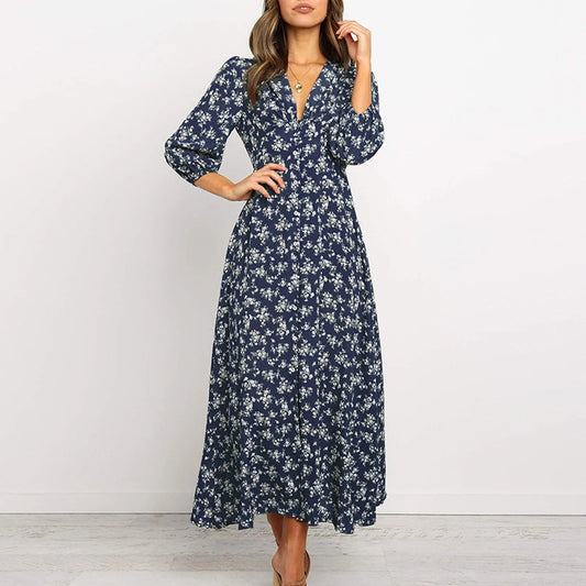 Image of Regina | Women's Long Sleeve Floral Maxi Dress