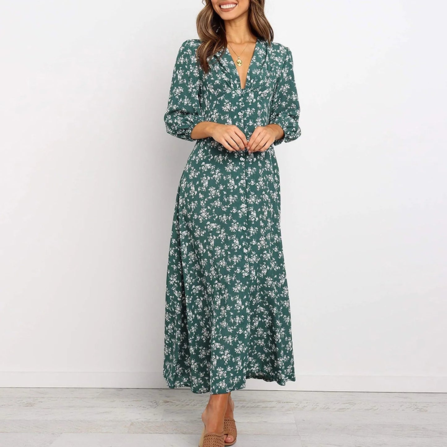 Image of Regina | Women's Long Sleeve Floral Maxi Dress