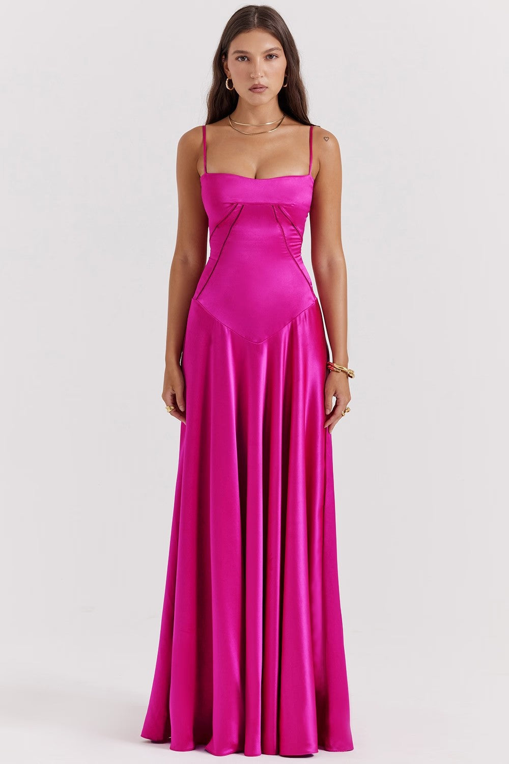 Image of Regina | Women's Spaghetti Strap A-Line Maxi Dress