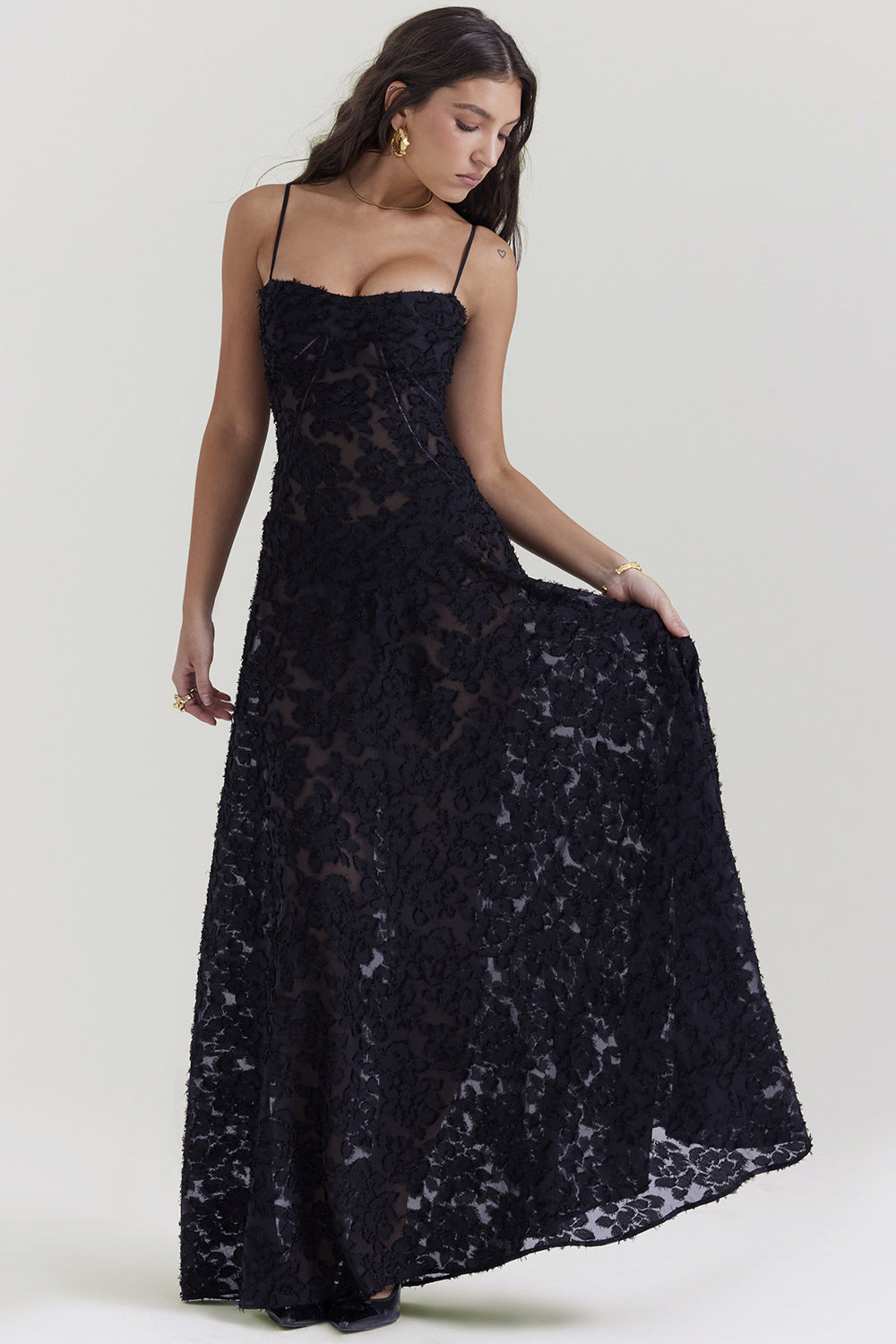 Image of Regina | Women's Spaghetti Strap A-Line Maxi Dress