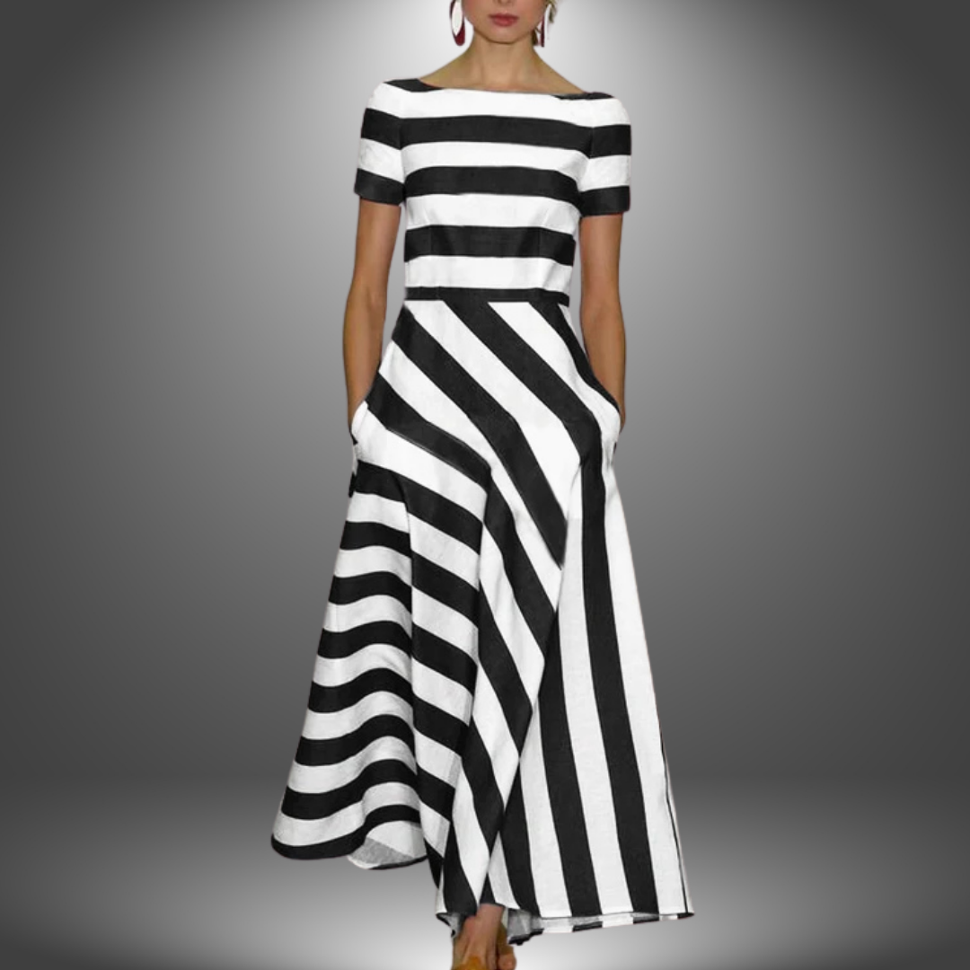 Image of Regina | Women's Striped A-Line Midi Dress