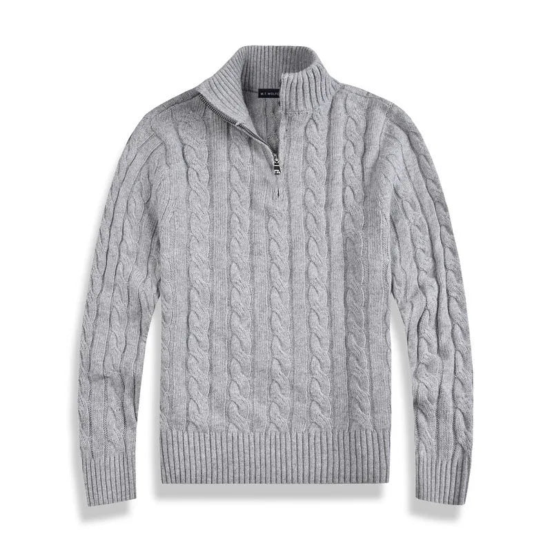 Image of Reid | Men's Cable Knit Half-Zip Sweater