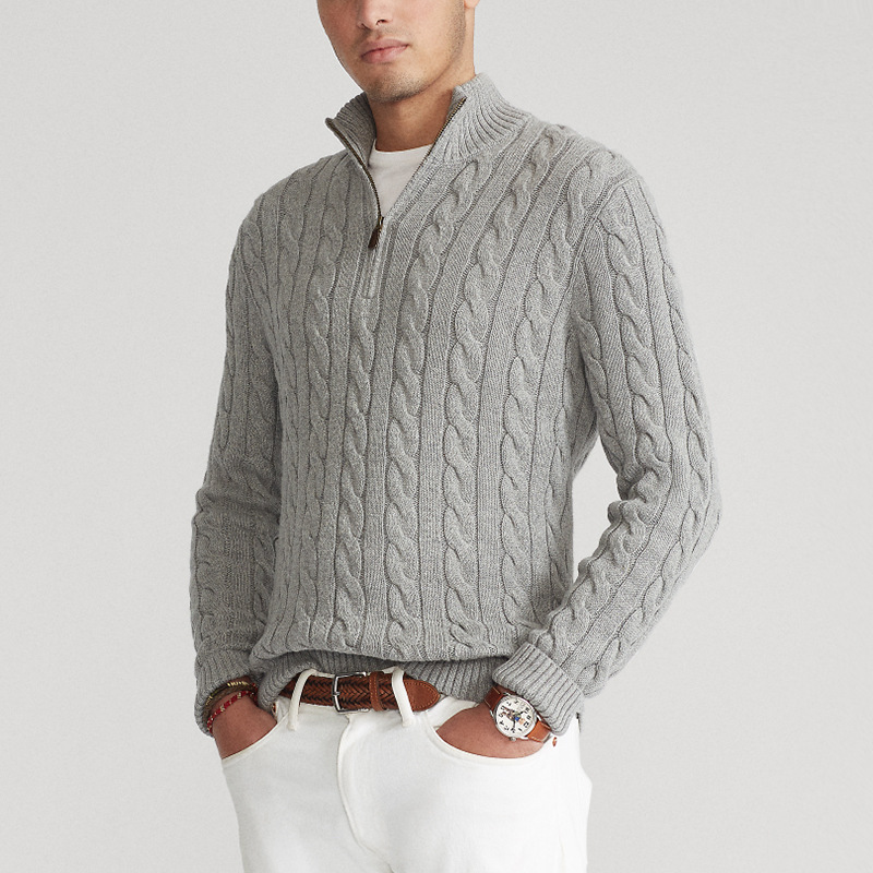 Image of Reid | Men's Cable Knit Half-Zip Sweater