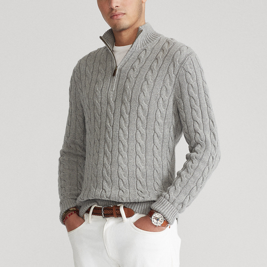 Image of Reid | Men's Cable Knit Half-Zip Sweater
