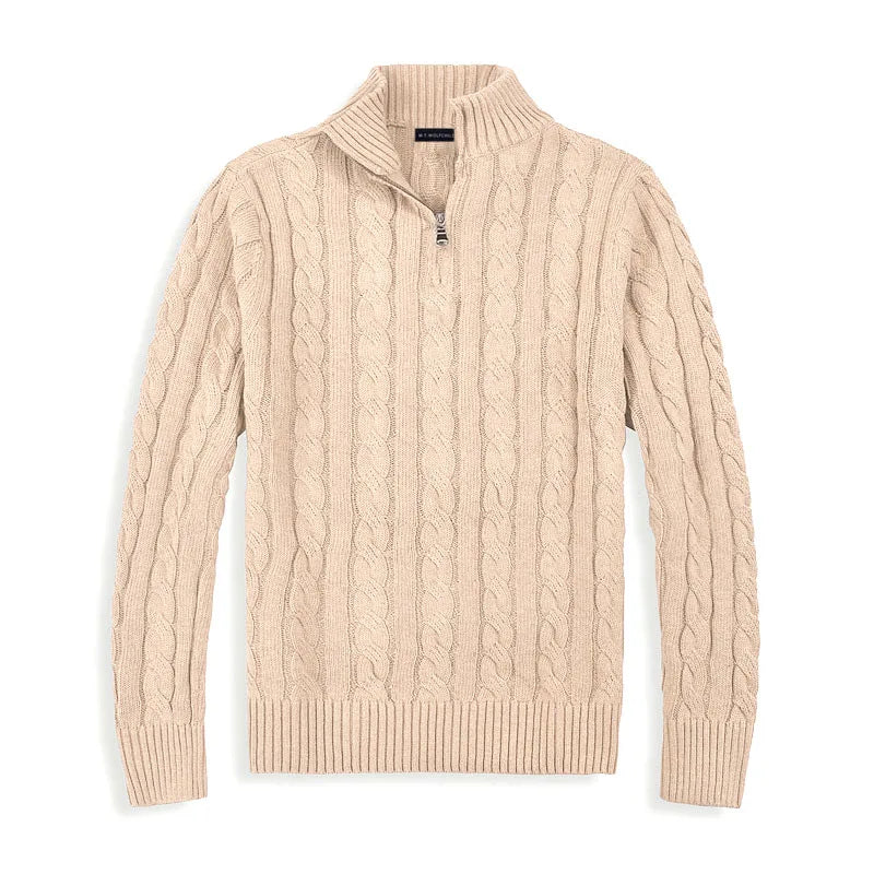 Image of Reid | Men's Cable Knit Half-Zip Sweater