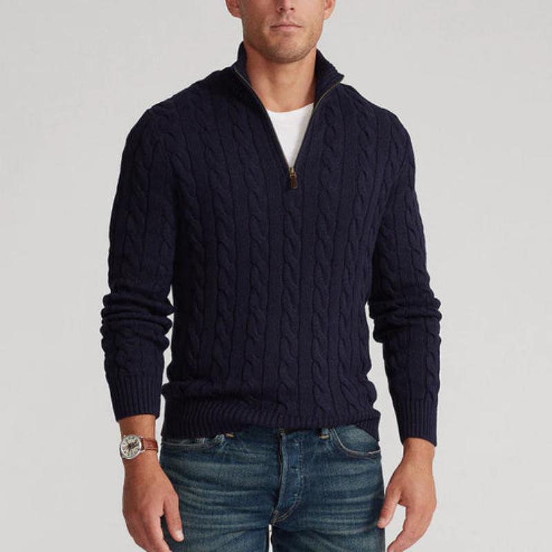 Image of Reid | Men's Cable Knit Half-Zip Sweater