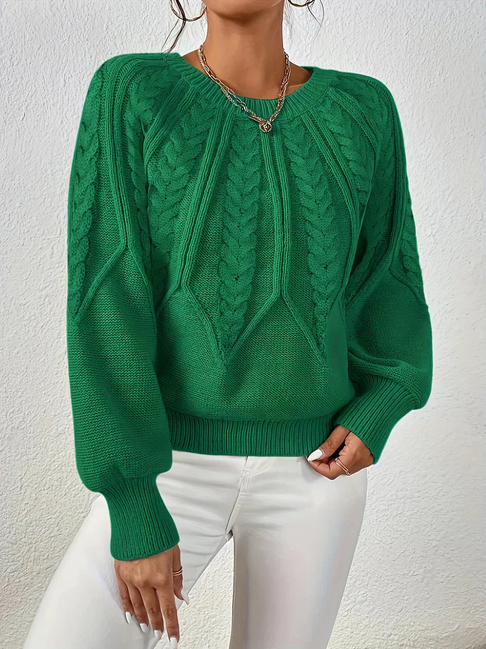Image of Renee | Women's Cable Knit Long Sleeve Sweater