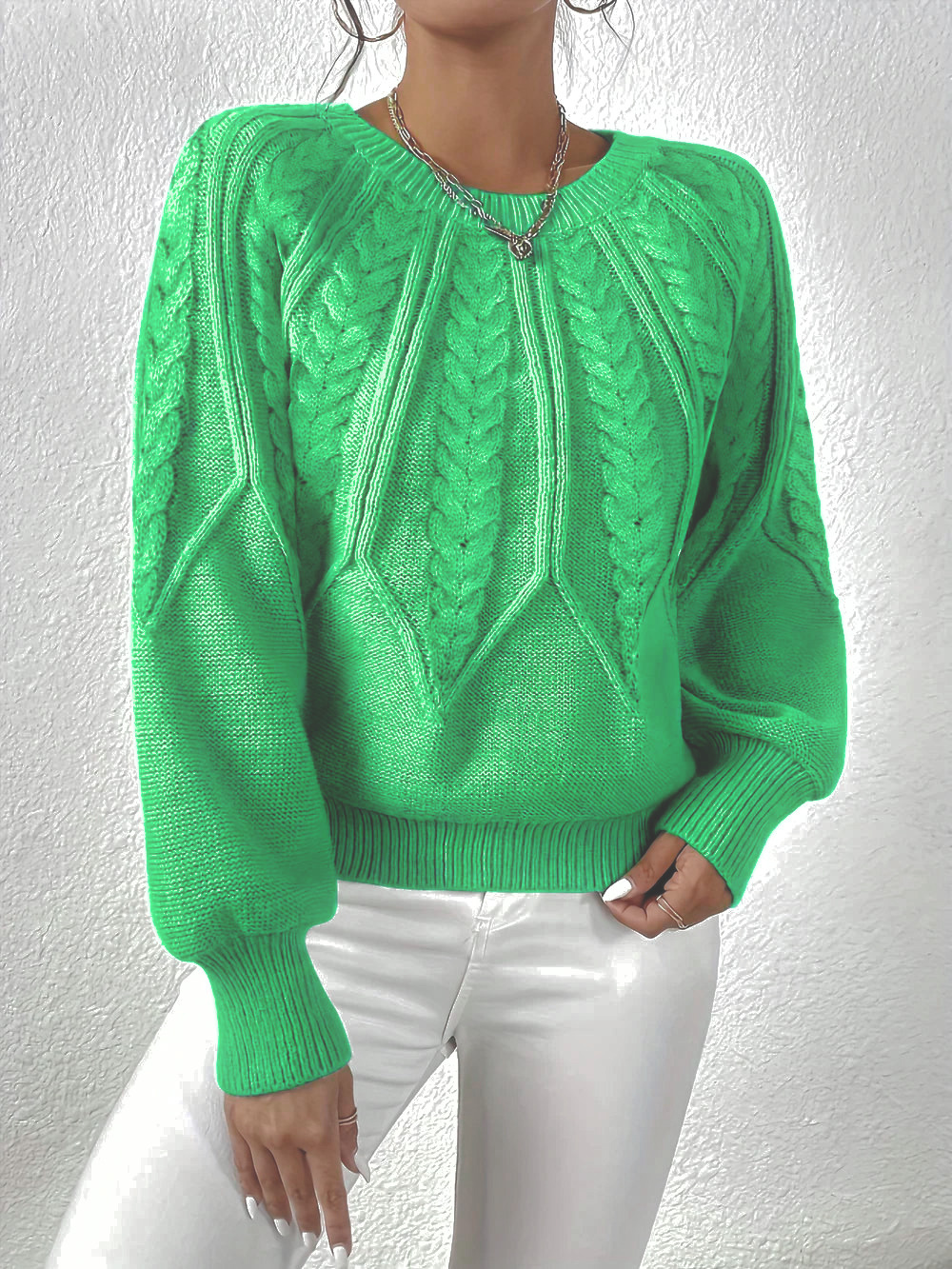 Renee | Women's Cable Knit Long Sleeve Sweater - Image 1
