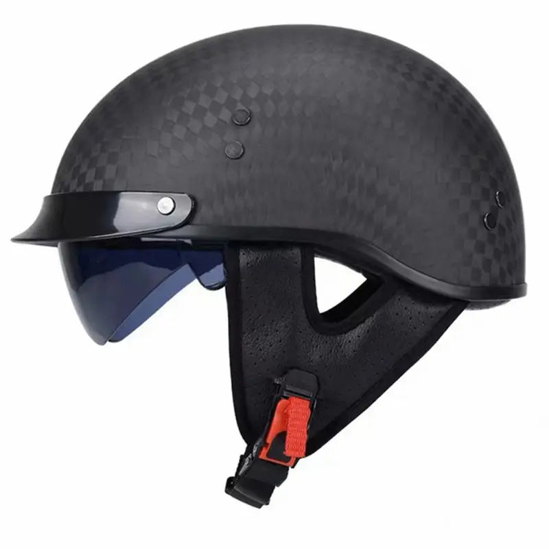 Retro Half-Face Carbon Fiber Helmet - DOT and ECE Approved