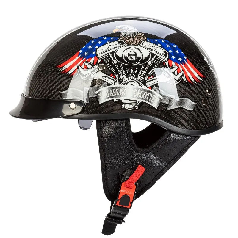 Retro Half-Face Carbon Fiber Helmet - DOT and ECE Approved