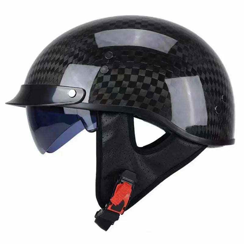 Retro Half-Face Carbon Fiber Helmet - DOT and ECE Approved