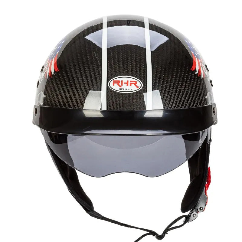 Retro Half-Face Carbon Fiber Helmet - DOT and ECE Approved