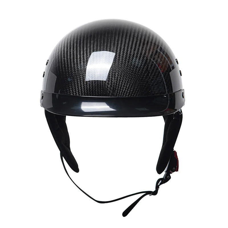 Retro Half-Face Carbon Fiber Helmet - DOT and ECE Approved