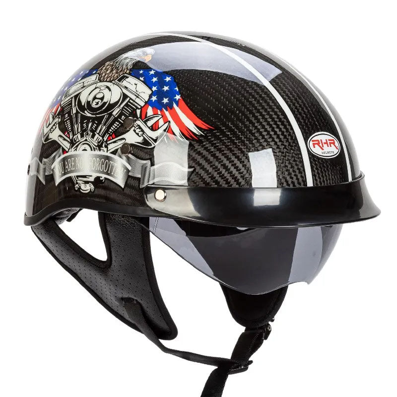 Retro Half-Face Carbon Fiber Helmet - DOT and ECE Approved