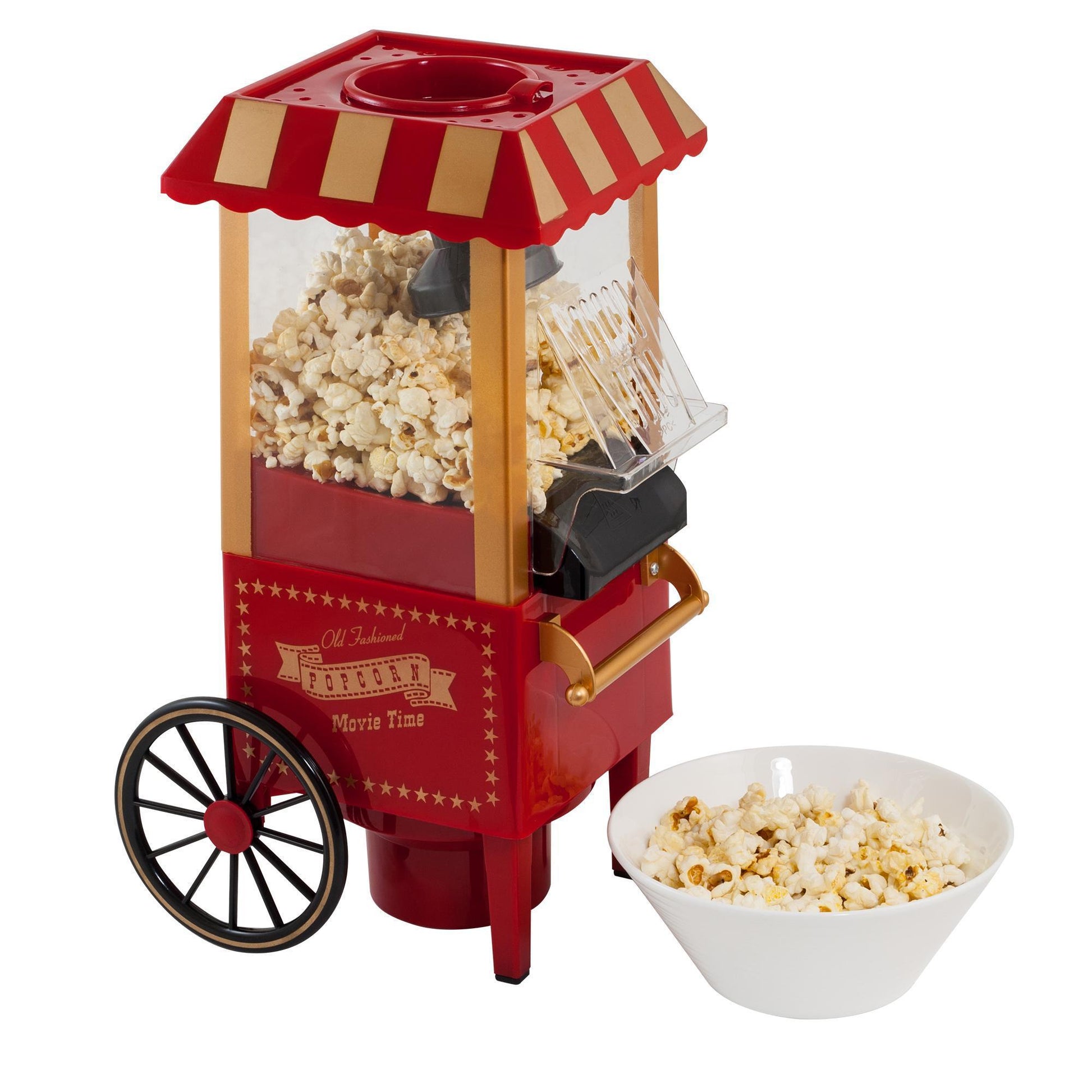 Retro Popcorn Machine with Wheels (make popcorn without oil)