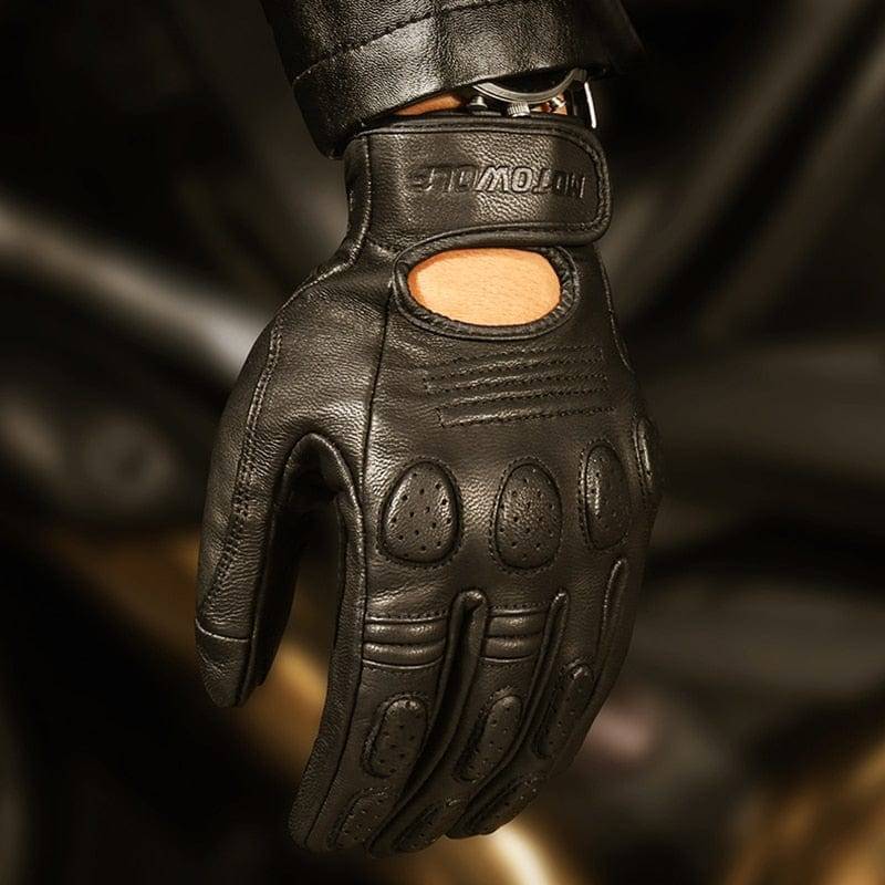 Retro Sheepskin Leather Motorcycle Gloves