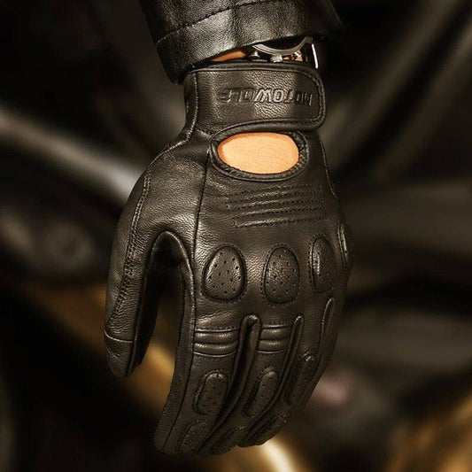 Retro Sheepskin Leather Motorcycle Gloves