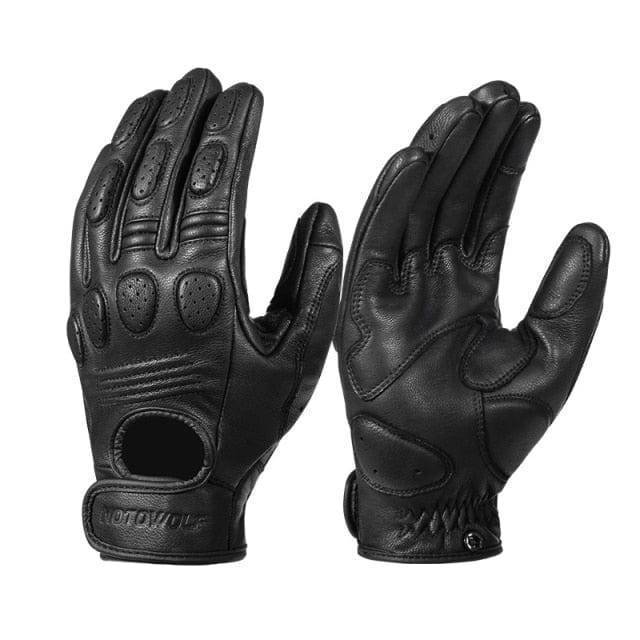 Retro Sheepskin Leather Motorcycle Gloves