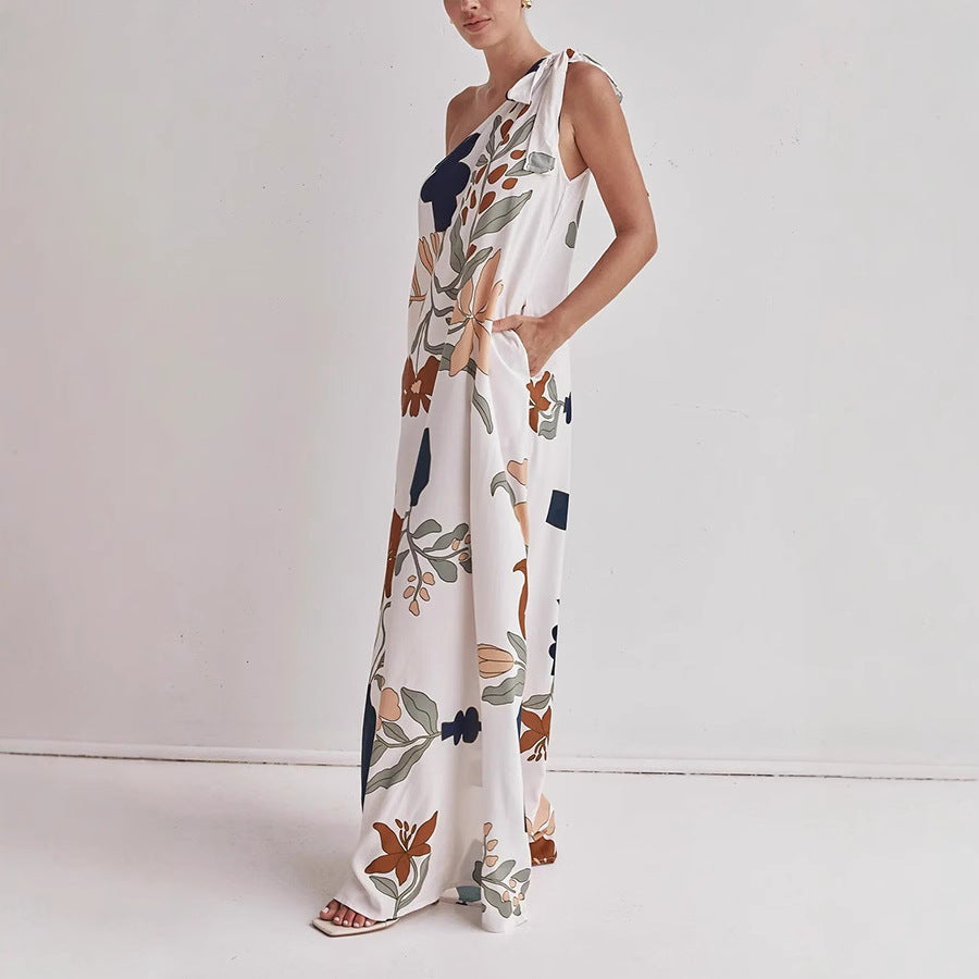 Image of Rhonda | Women's One Shoulder Maxi Dress