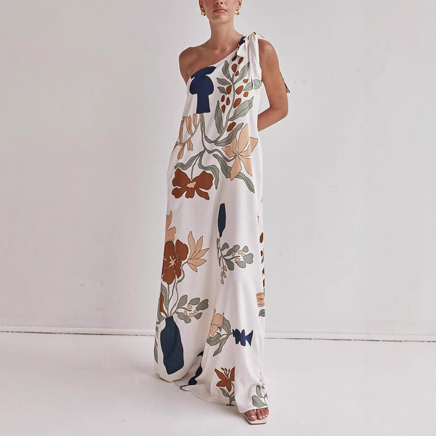 Image of Rhonda | Women's One Shoulder Maxi Dress