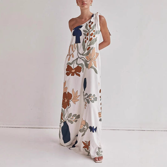 Image of Rhonda | Women's One Shoulder Maxi Dress
