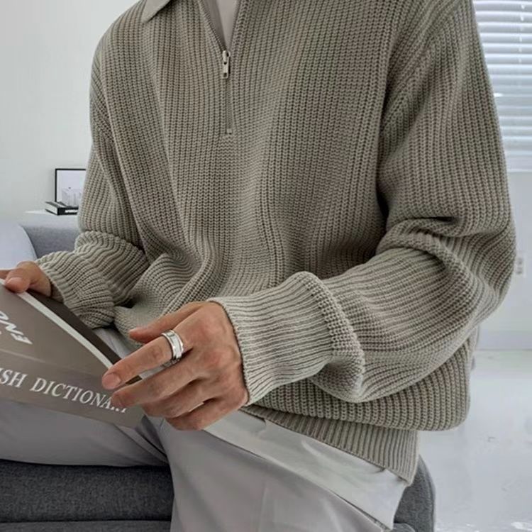 Image of Ricky | Men's Quarter-Zip Ribbed Sweater