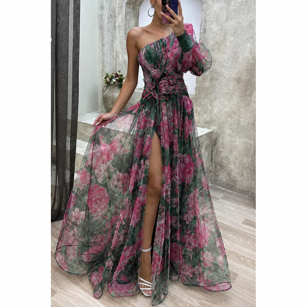 Rita | Women's One Shoulder Split Maxi Dress - Image 1