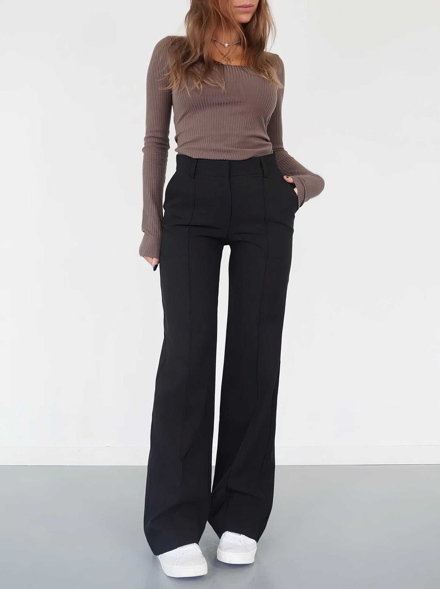 Image of Rochelle | Women's High-Waisted Wide Leg Trousers