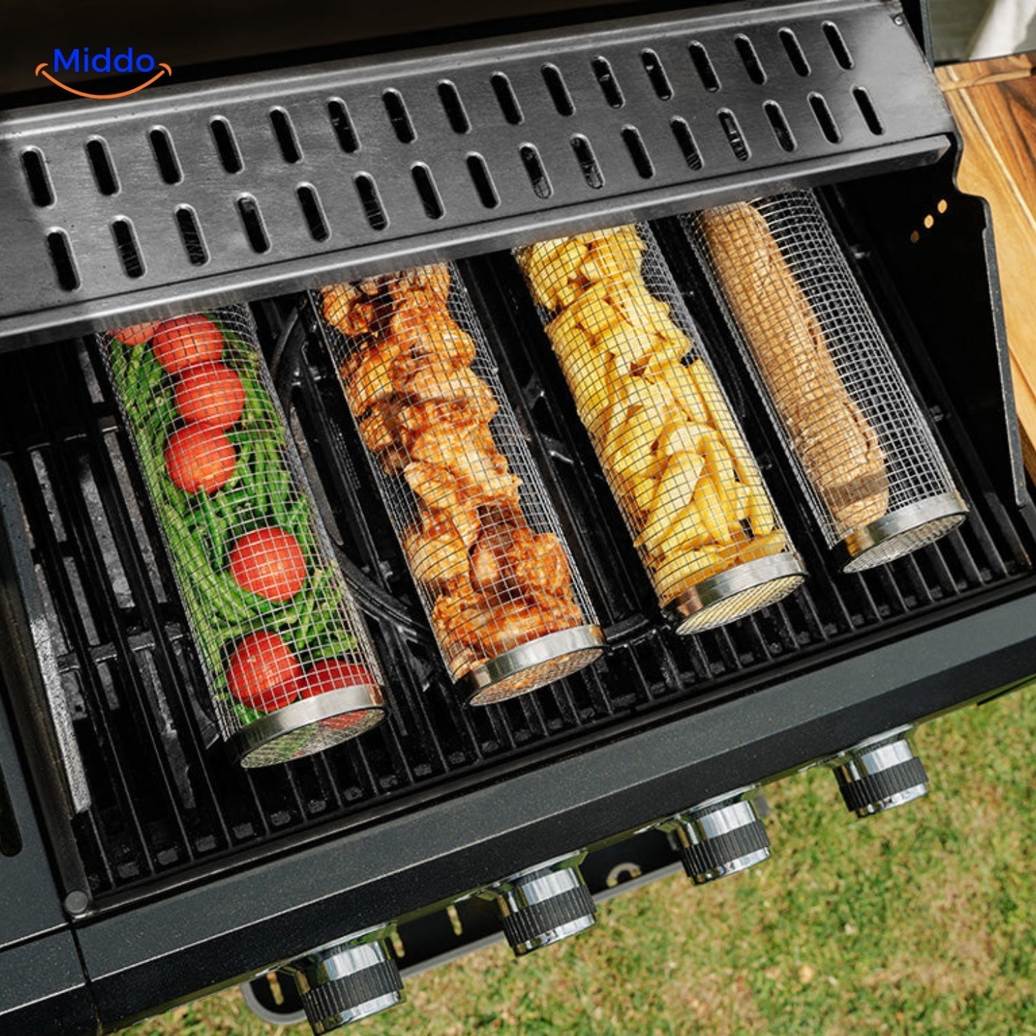 RollingGrill™ - Never again will food stick or fall through the grates!
