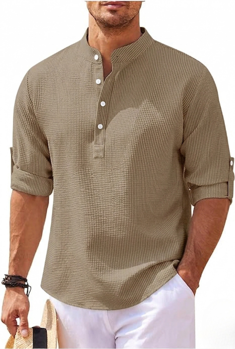 Rory | Men's Long Sleeve Henley Shirt - Image 1
