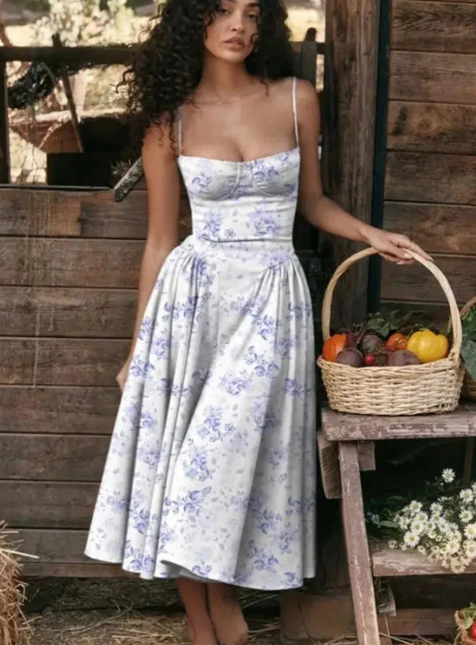 Image of Rowan | Women's Spaghetti Strap A-Line Midi Dress