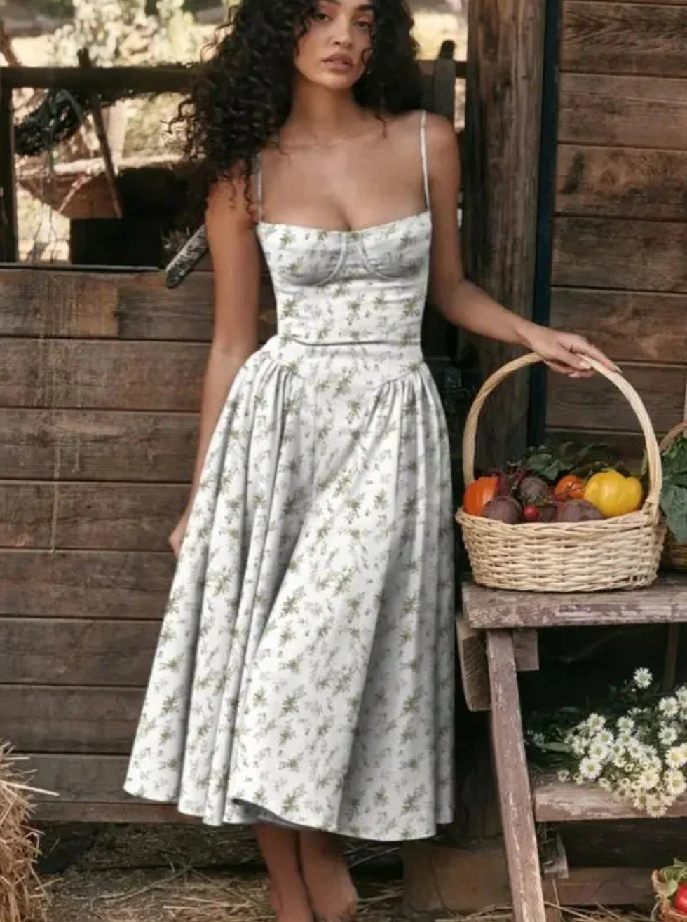Image of Rowan | Women's Spaghetti Strap A-Line Midi Dress