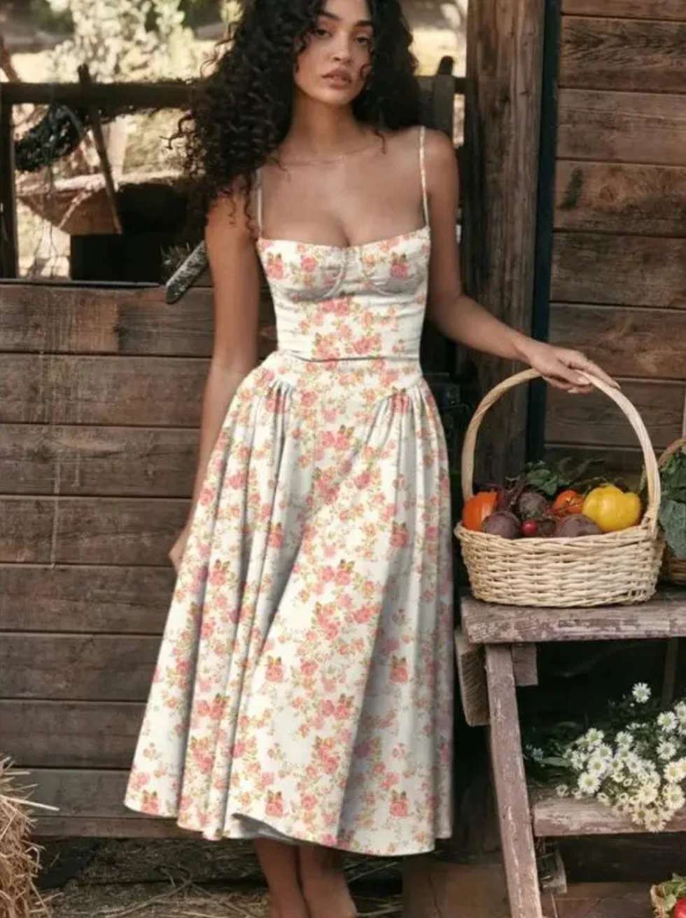 Image of Rowan | Women's Spaghetti Strap A-Line Midi Dress
