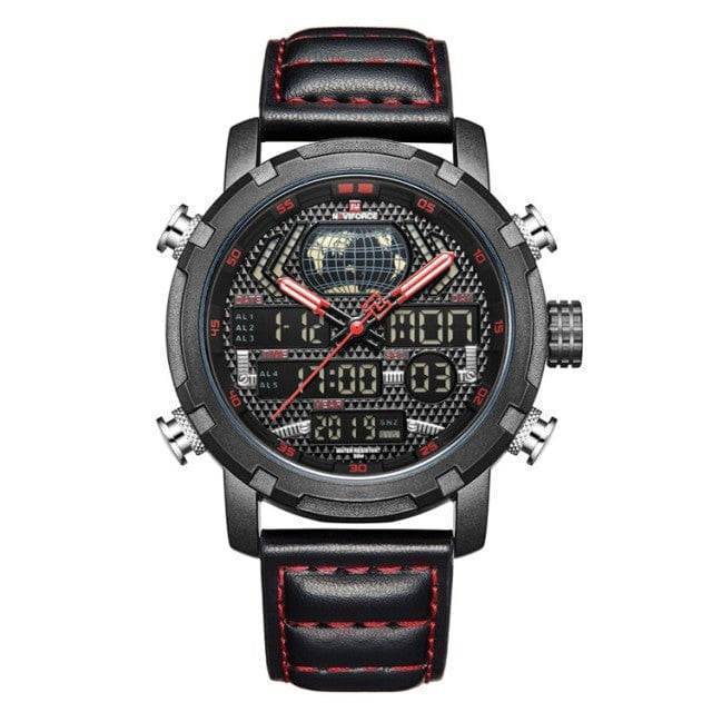 Rugged Men's Sport Quartz Leather Watch