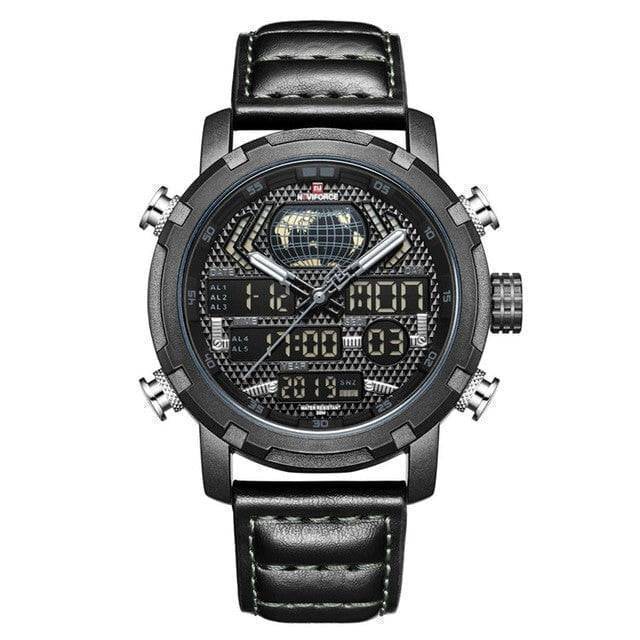 Rugged Men's Sport Quartz Leather Watch