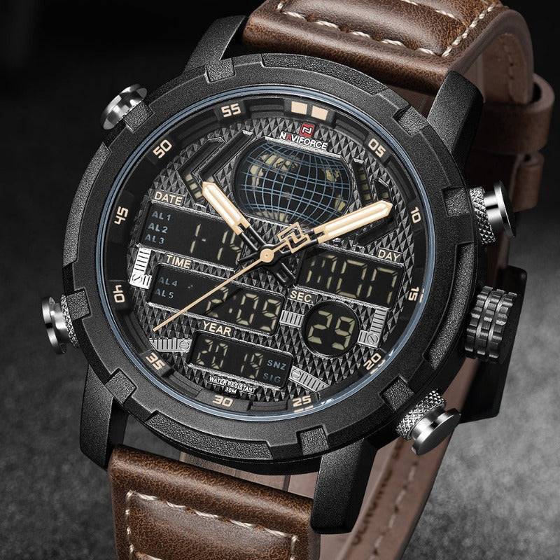 Rugged Men's Sport Quartz Leather Watch