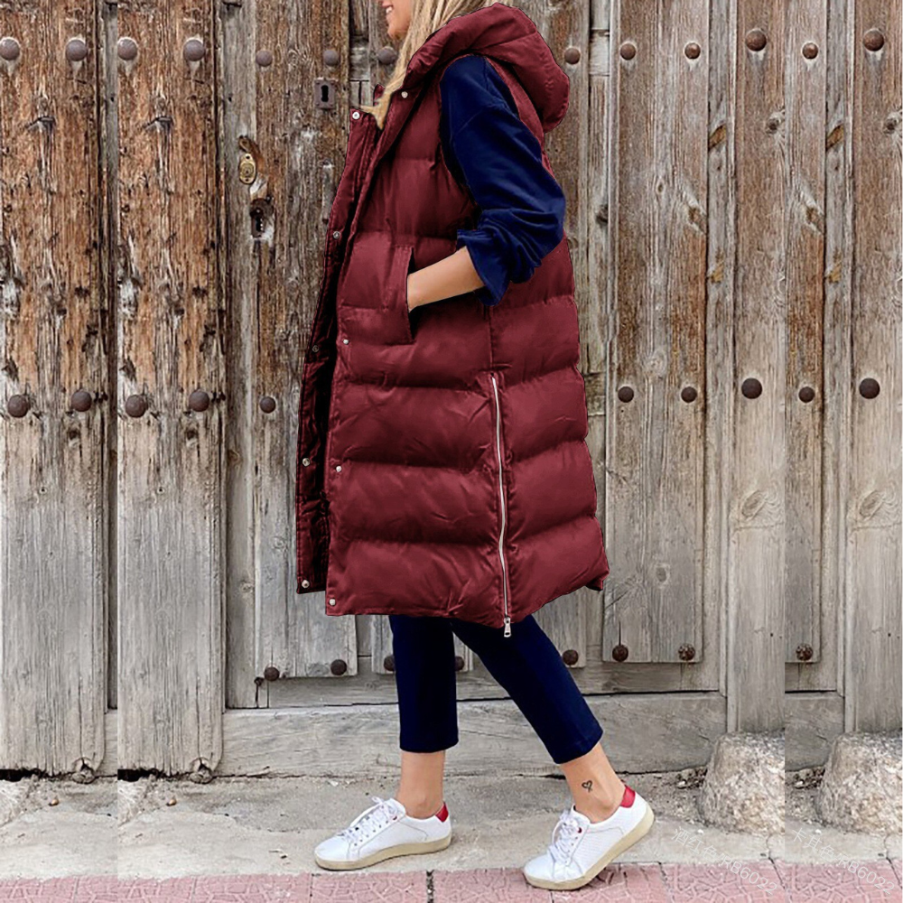 Image of Sadie | Women's Longline Hooded Puffer Vest