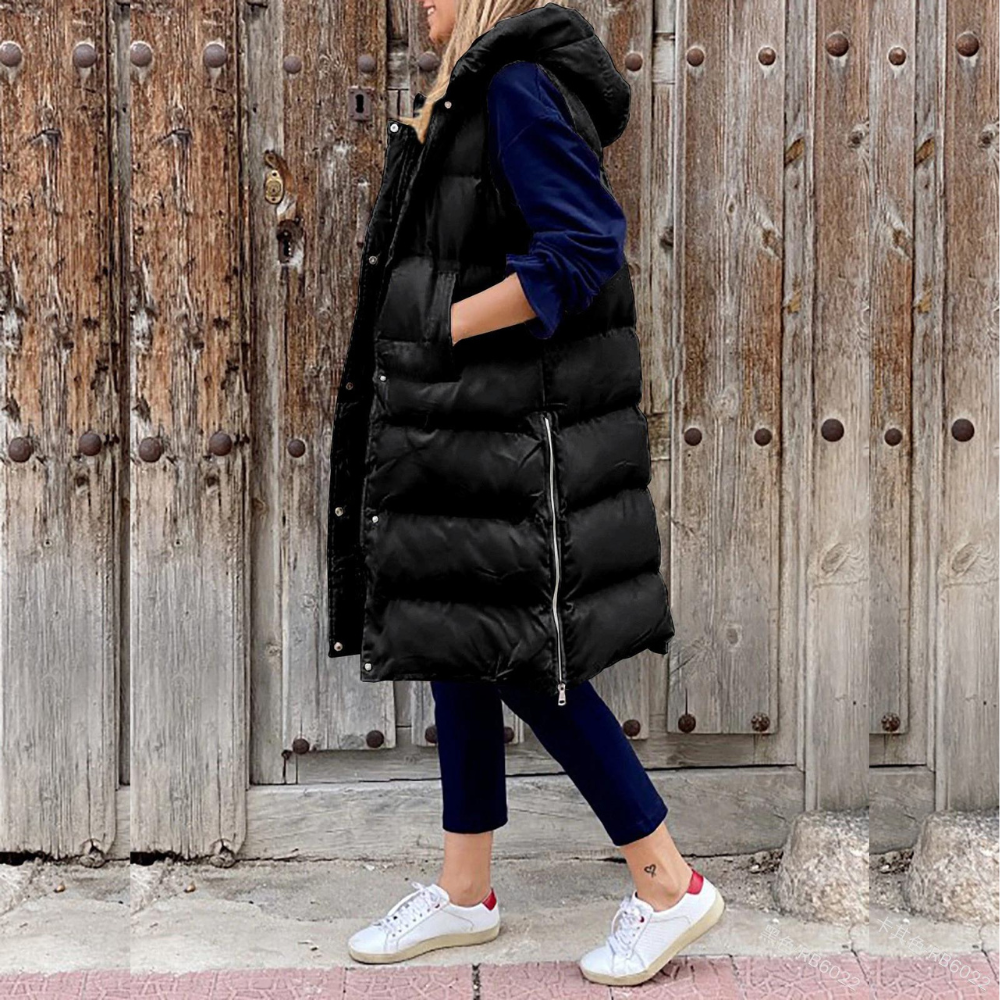 Image of Sadie | Women's Longline Hooded Puffer Vest