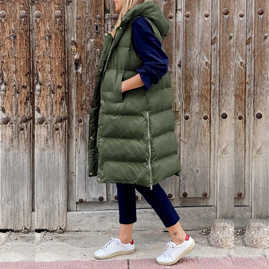 Image of Sadie | Women's Longline Hooded Puffer Vest