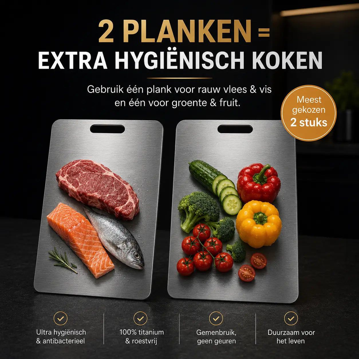 SafeCut™ 100% Titanium Cutting Board – Plastic-Free Cutting Without Microplastics, Odors, or Stains