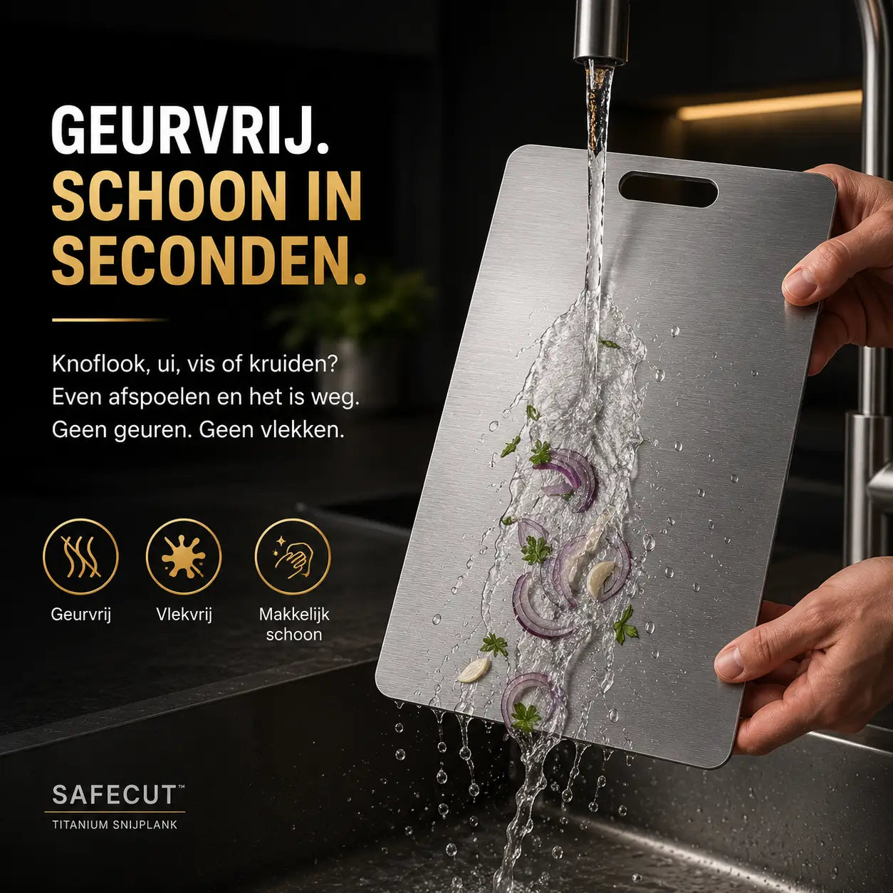 SafeCut™ 100% Titanium Cutting Board – Plastic-Free Cutting Without Microplastics, Odors, or Stains