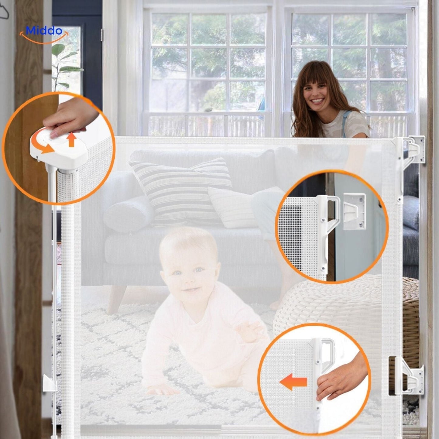 SafeGuard™ Retractable Stair Gate | Adjustable Stair Safety Gate