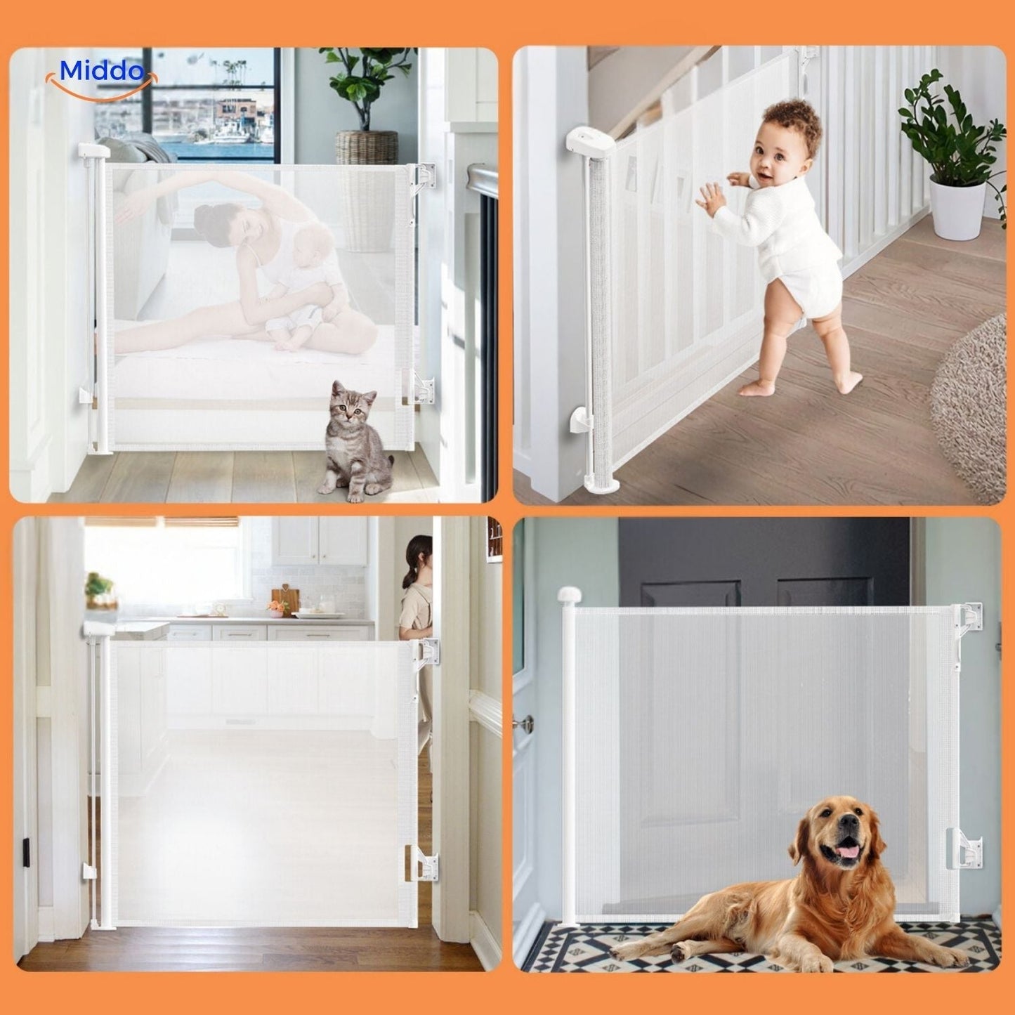 SafeGuard™ Retractable Stair Gate | Adjustable Stair Safety Gate