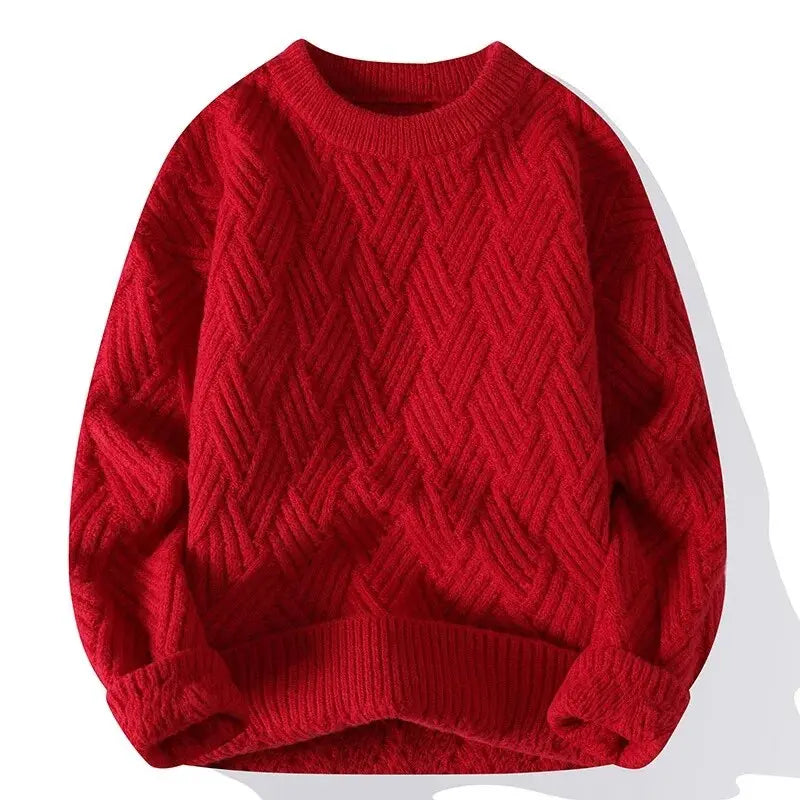 Image of Sam | Men's Crewneck Patterned Long Sleeve Sweater