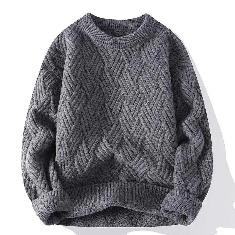 Image of Sam | Men's Crewneck Patterned Long Sleeve Sweater