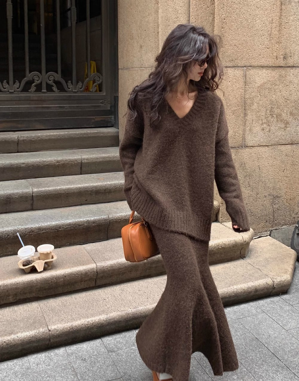 Image of Sandy | Women's V-Neck Sweater Set