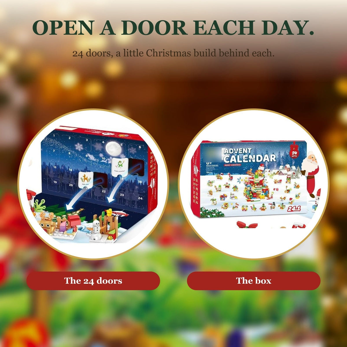 Santa's Workshop Brick Advent Calendar, 24-in-1 Holiday Builds, 769 Pieces