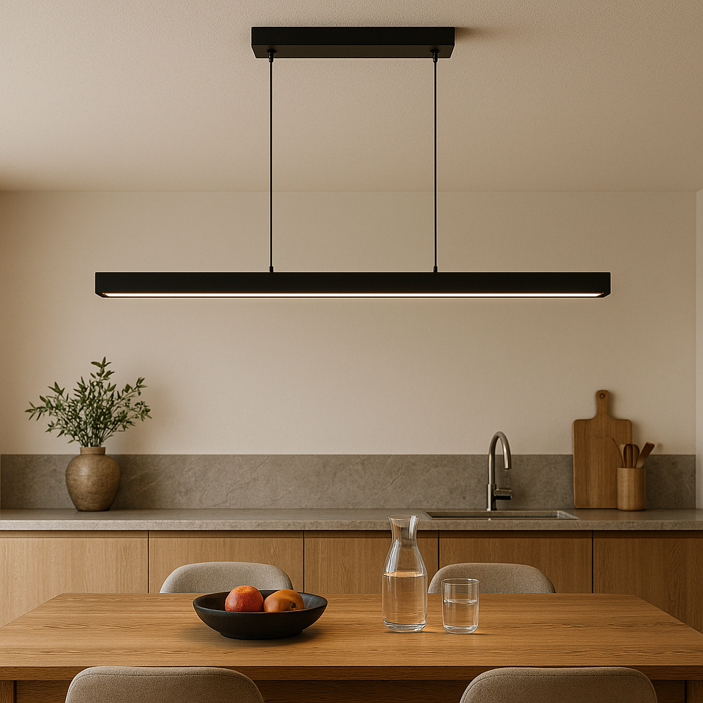Scandi Beam Pendant Lamp – modern form with elegant matte finish – perfect for stylish kitchen and dining room lighting