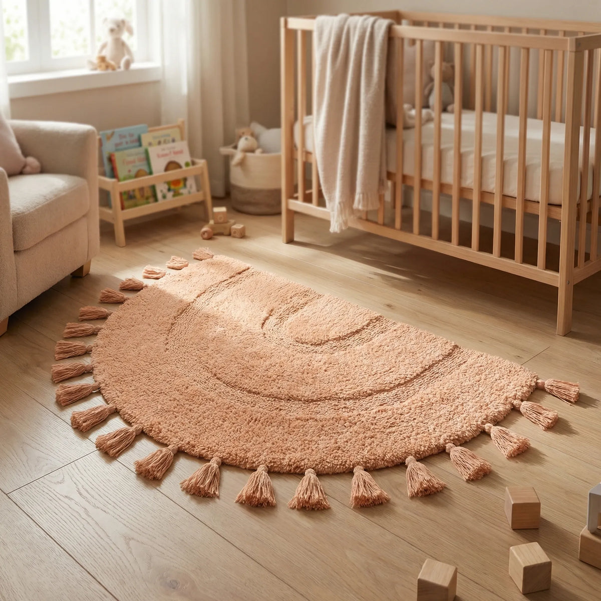 Semicircular Fringed Rug